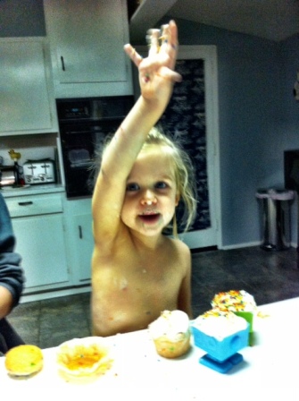 You have to hear her little voice her shouting "I have the power of cupcakes!"